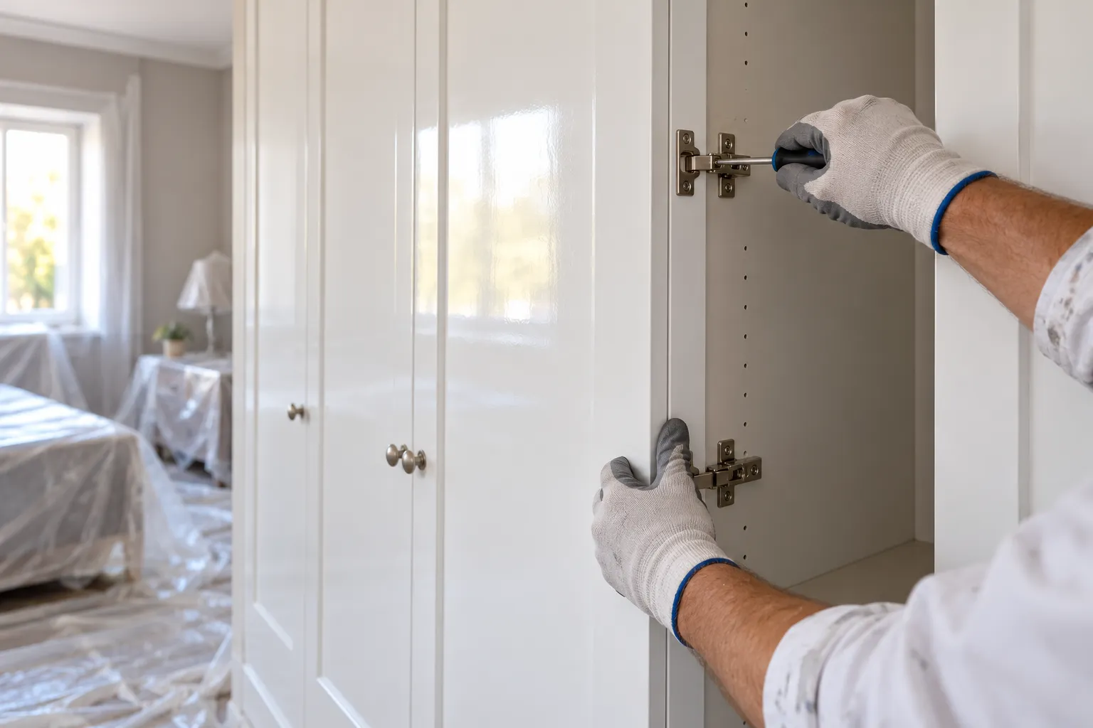 Lacado de armarios en Elda: frentes de armario empotrado en blanco satinado